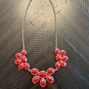 Charming Charlie Red "Stone" Necklace with Gold Chain